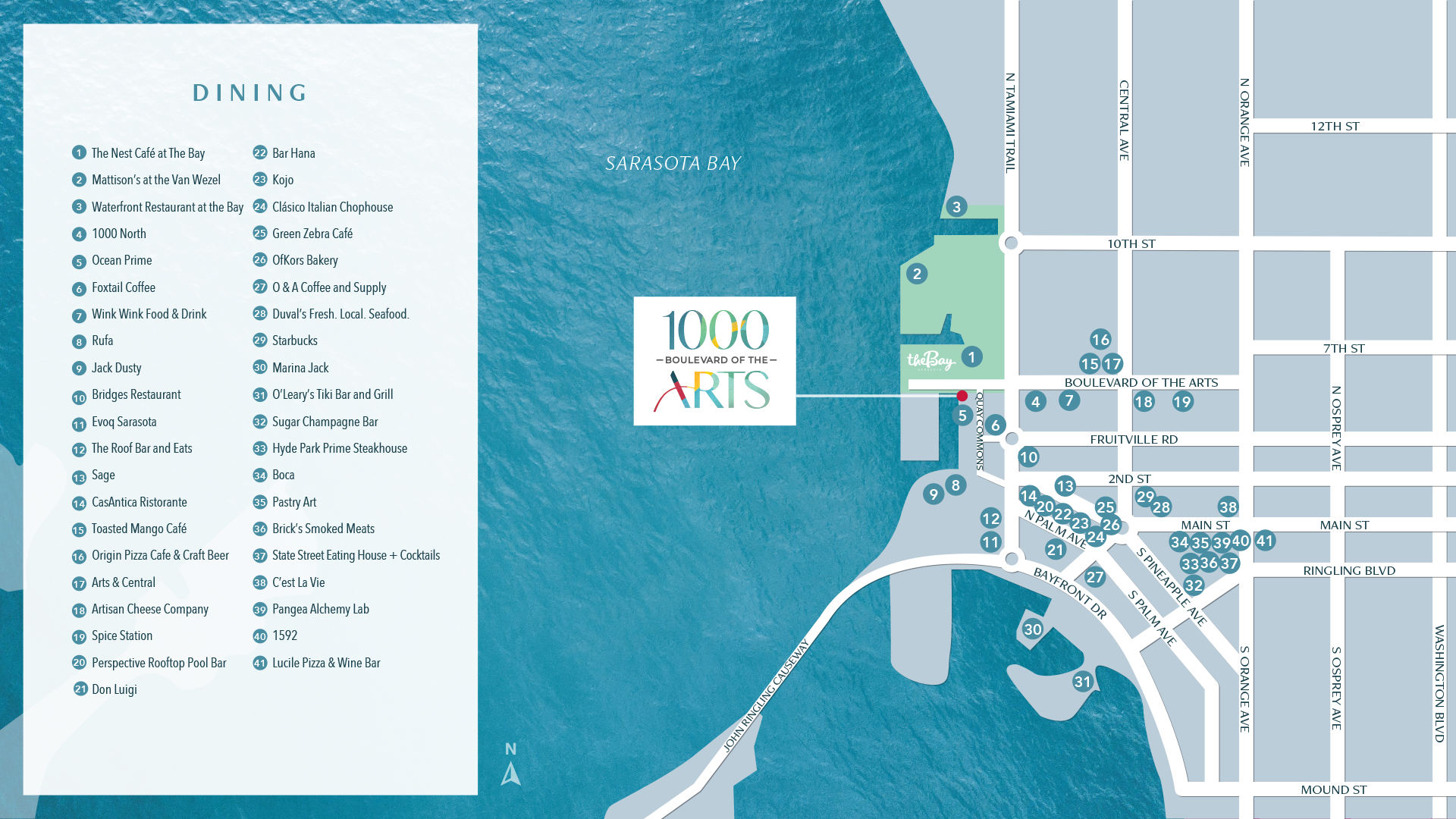 1000 Boulevard of the Arts area map: Dining