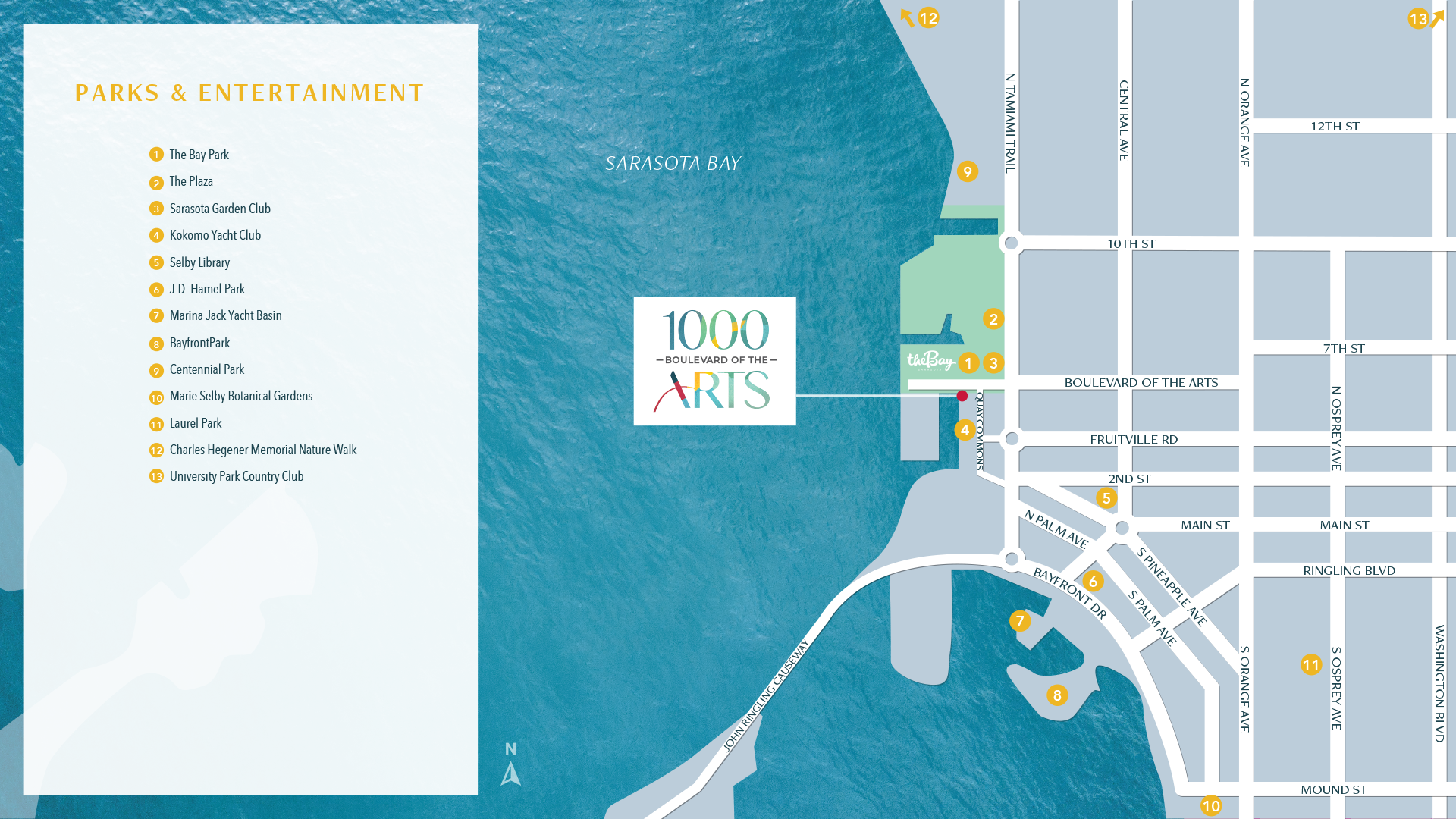 1000 Boulevard of the Arts area map: Parks & Entertainment