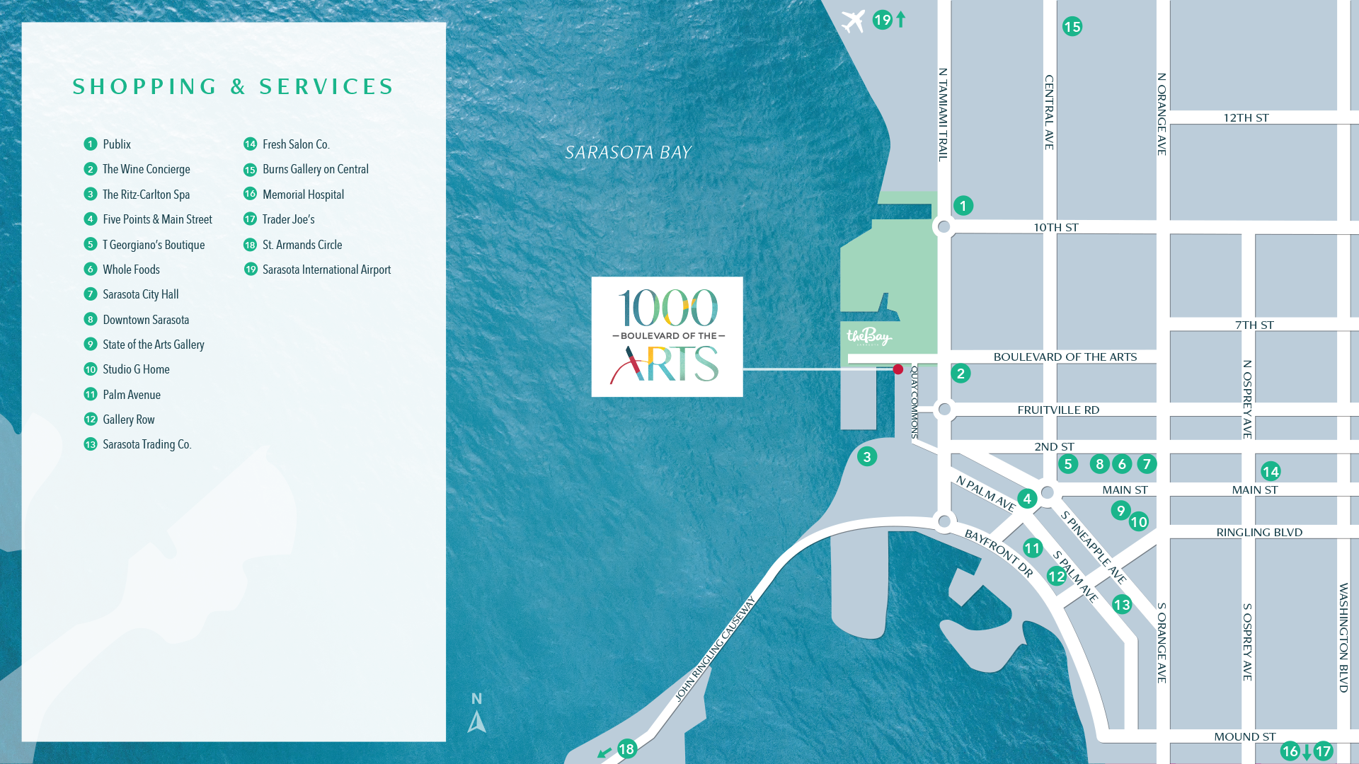 1000 Boulevard of the Arts area map: Shopping & Services