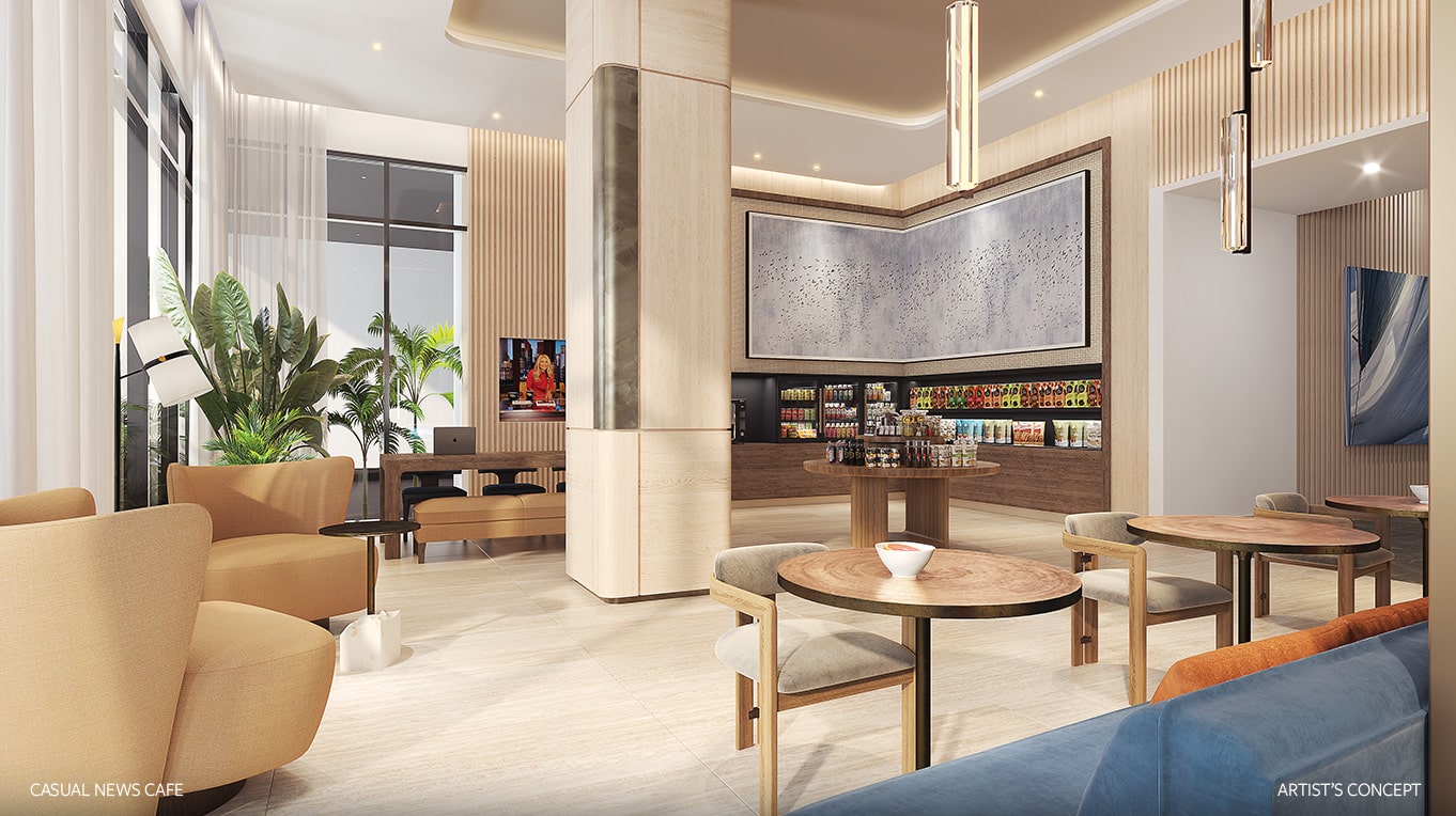 Casual News Cafe in the Sarasota Condo