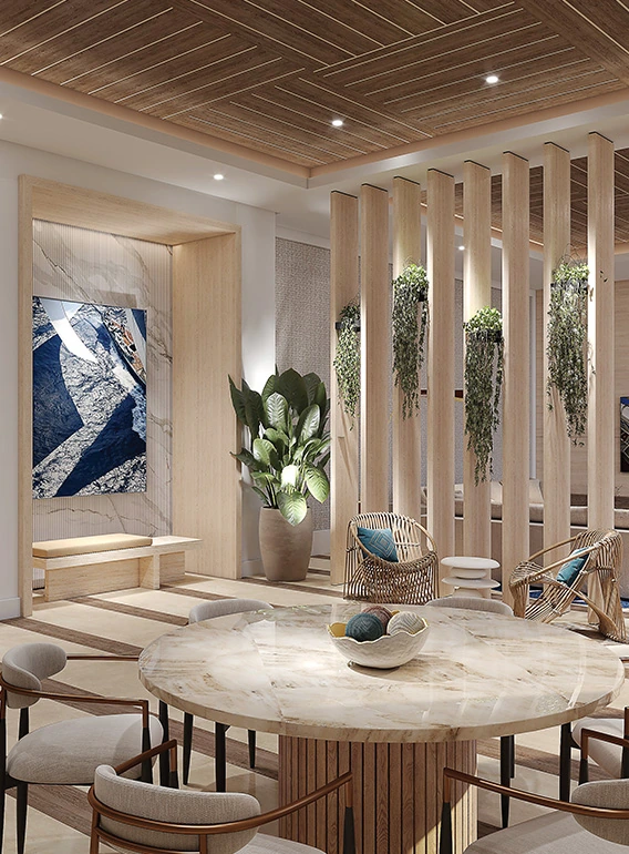 Architectural rendering of the Oasis pool splash lounge area at 1000 Boulevard of the Arts in Sarasota